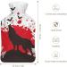 White Red Wolf Hot Water Bottle with Plush Cover | Hand Warmer for Adults & Children | 26.5x15.3cm - Buy Online on GoSupps.com