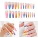 24pcs Rainbow Press On Nails Long Ballerina False Nails Full Cover Coffin Fake Nails Stick On Nails Neon Tip French Manicure Artificial Nails Acrylic Nails Stick On Nail False Tips for - Buy Online on GoSupps.com