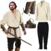 Occin Medieval clothing men - 5 pieces men renaissance costume set men's medieval shirt viking costume lace -up men long medieval with pants belt wrist belt accessories