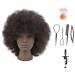 Styling head for afro hair 25 cm 100% real hair styling head for hairdressers head with free clamp black