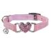 WDPAWS Heart Bling Cat Collar with Safety Belt and Bell Adjustable 8-11 inches for Kitten Cats Pink