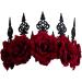Gothic Flower Crown Headband Rose Hairband Bridal Floral Garland Headpiece Hair Wreath Women Girls Boho Flower Tiara Hair Accessories for Wedding Cosplay Dancing Party Costume Headwear Wine Red - Buy Online on GoSupps.com