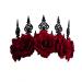 IBLUELOVER Halloween Headband Gothic Rose Tiara Queen Princess Garland Crown Headband Vintage Wedding Wreath Floral Bride Headpiece for Women Girls Day of The Dead Halloween Party Cosplay Redrose-a