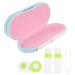 JECOMPRIS tweezers 2 sentences Double -lod -like glasses case. Purchased lentil holder Double glasses holder Etui lentil tweezers 2 in 1 glasses case solution Flocked cloth suitcase contact lenses travel