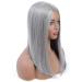 Real Hair Lace Front Wig - 18 Gray Heat-Resistant Synthetic Wig for Women | 150% Density Medium Length Long Smooth Hair - Buy Online on GoSupps.com