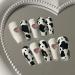 Temperament Enhancement Nail Patch Hand-Worn Nail Black-and-White Cow Pattern Three-Dimensional Love Diamond Manicure Versatile Fashion Student Short Paragraph (10-Piece Pack) (Size : S) Small