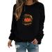 Creoqiji sweater women elegant women casual halloween print long arm round -up sweatshirt loose daily sweatshirt tops sweater with glitter pressure pencil orange xxl