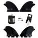 Ho Stevie! Fiberglass Reinforced Polymer Surfboard Fins - Quad (4 Fins) Twin Tab or Single Tab Sizes, with Fin Bag, Screws, Wax Comb and Fin Key Black Twin Tab