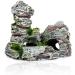 2PCS Aquarium Rock Cave Decoration with Green Grass | Resin Fish & Shrimp Hiding Accessories | Mountain View 11x9x11cm & 10x5.5x10cm - Buy Online on GoSupps.com