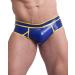 SUPERCH Handmade Latex Briefs for Men Blue with Yellow Rubber Underpants Blue S