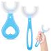 Children U-shaped toothbrush 2 pieces of blue pink children toothbrush baby toothbrush whole toothbrush silicone toothbrush for 2-12 year old children (blue)