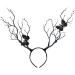 Lurrose Christmas Branch Antler Headband Butterfly Forest Animal Hair Band Reindeer Branch Hair Bands for Xmas Party Photo Props Black