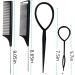 Topsy Hair Tail Tool & Rat Tail Comb Set - 6Pcs Hair Loop Styling Tools with 2 Metal Pin Combs - Heat Resistant - Black Schembo A Gift - Buy Online on GoSupps.com