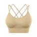Botcam sports bras with crossed back for women padded strappy criss-criss-crop bras for yoga workout fitness low-impact brae black black beige m