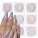 7 Boxes Shimmer Aurora Pearl Nail Glitter Powder Neon Mermaid Rubbing Dust Nail Chrome Mirror Pigment Holographic Ice Aurora Dust Nail Powder High Gloss Glitter Nail Art with Sponge Sticks A 7Boxes