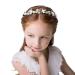 IYOU Flower Headpiece Pearl Wedding Headband Gold Crystal Floral Communion Hair Tiair Accessories for Flower Girls and Bridesmaid.