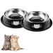 DOMI PRO Cat Bowls 2pc Gray & Black Non-Slip Stainless Steel Cat Bowl Cat Water Bowl Cat Food Bowl Cat Bowls for Kitten (Black) Black+Black