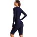 FEOYA Women's One Piece Swimsuit Boyleg Rashguard - Tummy Control Front Zip Bathing Suit - Navy Blue (Large) - Buy Online on GoSupps.com