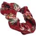 Topkids Accessories Set of 2 Floral Cotton Scrunchies for Girls & Women Hair Accessories for Ladies & Girls Hair Bobble Hair Band Scrunchie (Dark Red) - Buy Online on GoSupps.com