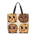 DEHIWI 3 Chocolate Chip Cookies With Different Expressions Tote Bag For Women Waterproof Casual Shoulder Bag With Zipper Grocery Handbags For Office Shopping Travel Black One Size