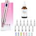 Desnill Dermapen Electric Microneedling Pen Microneedles Pen 0-2.5mm with 7 Model LED Light with Hyaluronic Acid Facial Serum - Including 12 Needles Cartridges - Pink