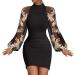 HANXIULIN Women's Dresses V Neck Party Dress Long Sleeve Mini Dresses Sexy Elegant Cocktail Dress Glitter Bodycon Dress Beige XXL