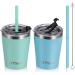 Tiblue Kids Stainless Steel Water Bottle - 2 Pack 8oz Blue+Green - Spill Proof Insulated Tumbler with Leak Proof Lid, Silicone Straw, BPA Free Smoothie Cup - Buy Online on GoSupps.com