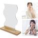 Delicate Irregular Acrylic Makeup Mirror Aesthetic Desktop Mirror with Durable Wooden Base for Men Women Portable Lightweight Cosmetic Mirror for Home Bathroom Travel - Buy Online on GoSupps.com