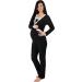 Nursing Pyjamas Set with Lace for Women | Maternity Sleepwear for Pregnancy and Breastfeeding | Long Sleeve, Black, M Size - Buy Online on GoSupps.com
