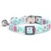 Moonpet Personalized Cat Necklace - Custom Name & Phone Number | Safety Closure & Bell - Blue Green Flower Design - Buy Online on GoSupps.com