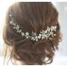 Aukmla Bride Wedding Hair Vines White Pearl Hair Accessories Crystal Rhinestone Hair Piece for Bride and Bridesmaids HV-24 (Silver)