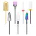 7 pieces of nail cutter attachments bits Heymkgo electrical nail drill kit 3/32 inch conical barrels and cones shape hard metal nail drill bits for acrylic gel nail manicure File pedicure tools 7PCs