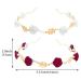 Rose Flower Pearl Headband Set - Gold Metal Floral Hairband for Wedding, Women's Hair Jewelry - Buy Online on GoSupps.com