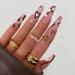 Justotry 24 Pieces Heart Coffin Nails for sticky brown French press on nails flowers ballerina artificial nails beautiful fingernails fake nails medium for women floral & ballerina1