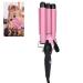 Hair Curling Iron Wand - Triple Pipe Hair Curler & Waver - Tourmaline Electric Styling Tool for All Hair Lengths (US Pink) - International Shipping Available - Buy Online on GoSupps.com