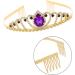 Baroque Tiara Crown for Girls | Princess Birthday Prom Accessory in Gold Purple - Buy Online on GoSupps.com