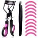 Eruinfang eyelash pliers lash curler without pain professional make -up tool for perfectly curved eyelashes eyebrow tweezers with 10 replacement silicone pads (purple) purple and black