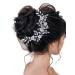 IYOU Crystal Wedding Hair Vine Flower Navy Blue Headband Rhinestone Bridal Hair Accessories for Women