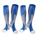 2 Pair Compression Socks Women & Men Compression Stockings 20-30mmHg Support Socks Knee High Cushioned Graduated Support Stockings for l Running Athletic Travel L-XL Blue