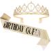 Didder Birthday Crowns for Women  Gold Rhinestone Tiara & Birthday Queen Sash  Birthday Crown Birthday Tiara Birthday Sash and Tiaras for Women Girls Birthday Gifts Party Accessories 2 Piece Set Gold