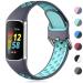 Cemika silicone bracelet compatible with Fitbit Charge 5 bracelet/Fitbit charge 6 bracelet waterproof soft breathable sports bands for batch 5 bracelet/batch 6 bracelet small large gray-green S 5.5 "-7.1"