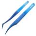 FEITA Diamond Grip Eyelash Extensions Tweezer Lash Precision Tweezers  Japanese Steel Dolphin-shaped & Angled Tip  False Lashes Application Tools  Blue 2Pcs Dolphin-shaped & Angled Tip Blue