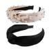 BEBEEPOO 2Pcs Headbands for Women  Pearl Headbands with Velvet Knotted Wide Headbands  Faux Pearl Elastic Hair Hoops Fashion Vintage Styling Hair Accessories