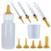 Selysis 10 pieces pet baby bottle kit squeeze liquid cat rearing bottle kit needle hose kit syringe feeding kit and replacement mini nipple for dogs cats