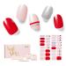 NAILOG Semi Cured Gel Nail Strips 34 pcs Salon-Quality Gel Nail Stickers Long Lasting Nail Wraps for Women with Soft Gel Finish Baby Pink & Red Heart Print Love Note