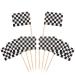 Pangda 100 Pack Checkered Racing Flag Toothpicks Cupcake Picks Toothpick Flag Dinner Flags Race Car Cake Toppers Decorations Party Supplies