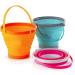 Foldable Pail Bucket Set of 3 Collapsible Buckets Multi-Purpose for Beach, Camping Gear Water and Food Jug, Dog Bowls, Cats, Dogs and Puppys, Camping and Fishing Tub, (Half Gallon / 2 Liters) 1/2 Gallons (2 Liters)