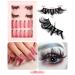 Faux Mink Manga Lashes & French Tip Coffin Press On Nails - Natural Look Anime False Eyelashes Set - Buy Online on GoSupps.com