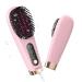 Cordless Hair Straightener Brush Portable Straightening Brush for Travel 100 Million Negative Ions Hair Straightener Brush for Women Lightweight on-The-go LCD Display Pink