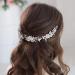 Handcess Flower Wedding Hair Vines Silver Pearls Crystal Headpieces Leaves Rhinestone Bridal Hair Accessoreies for Women and Girls - Buy Online on GoSupps.com